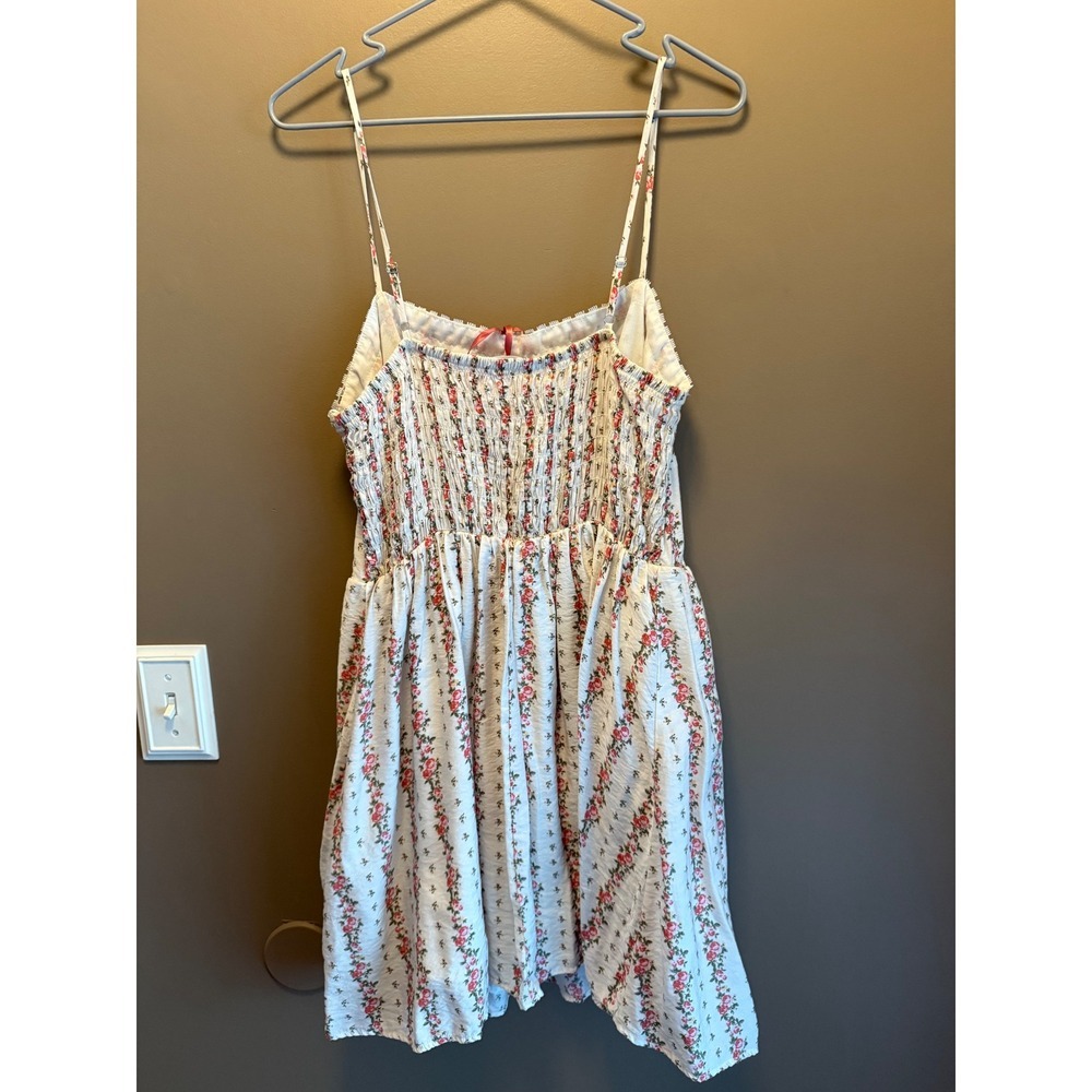Sienna Sky Floral Lace Trim Mini Dress XL White Pink Rose Cottagecore - Picture 5 of 5